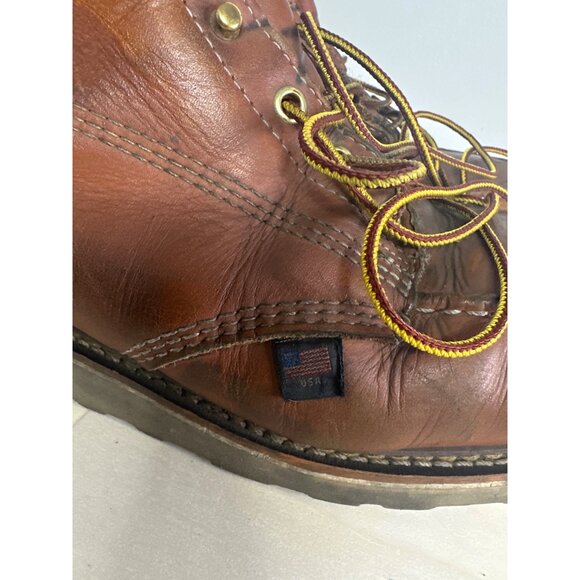 Thorogood USA Made Moc Toe Work Boots Brown Leather 10.5 Distressed Wear - Picture 5 of 8